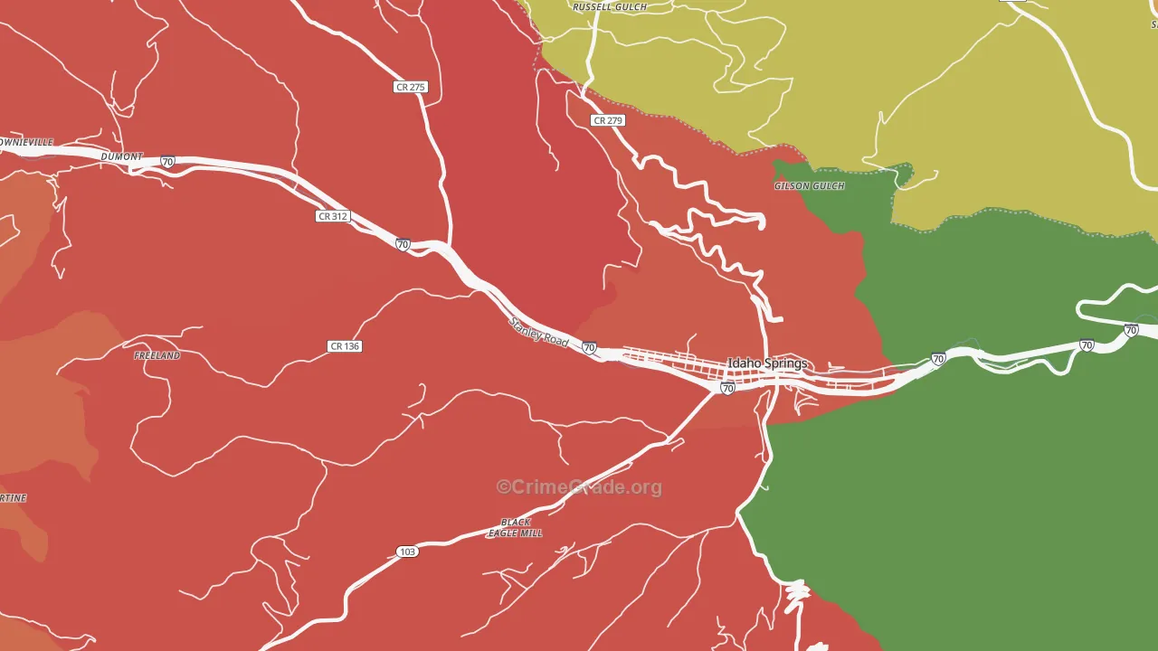 Russell Gulch, CO Map of Burglary Rates