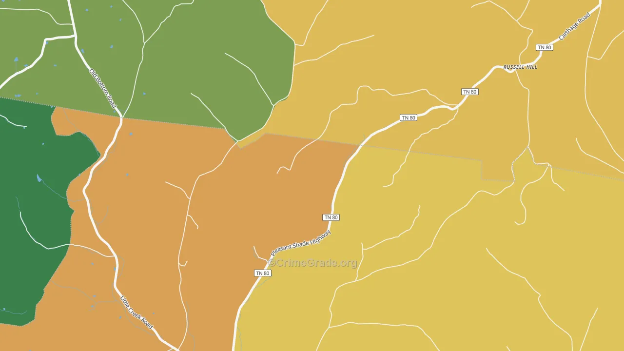 Russell Hill, TN Map of Burglary Rates