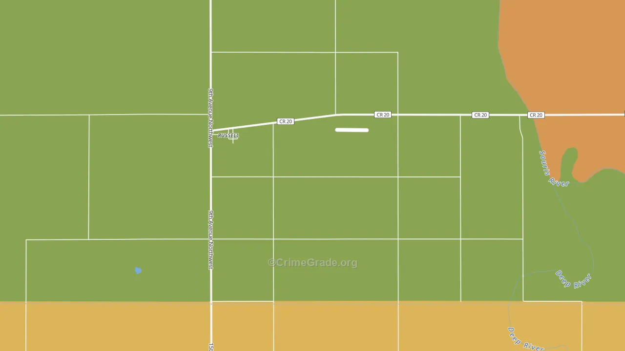 Russell, ND Map of Burglary Rates