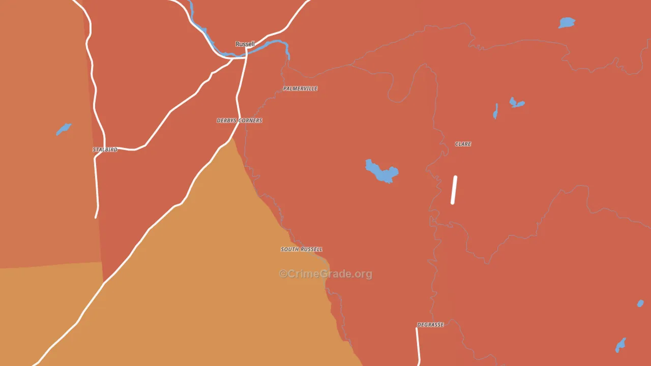 Russell, NY Map of Burglary Rates