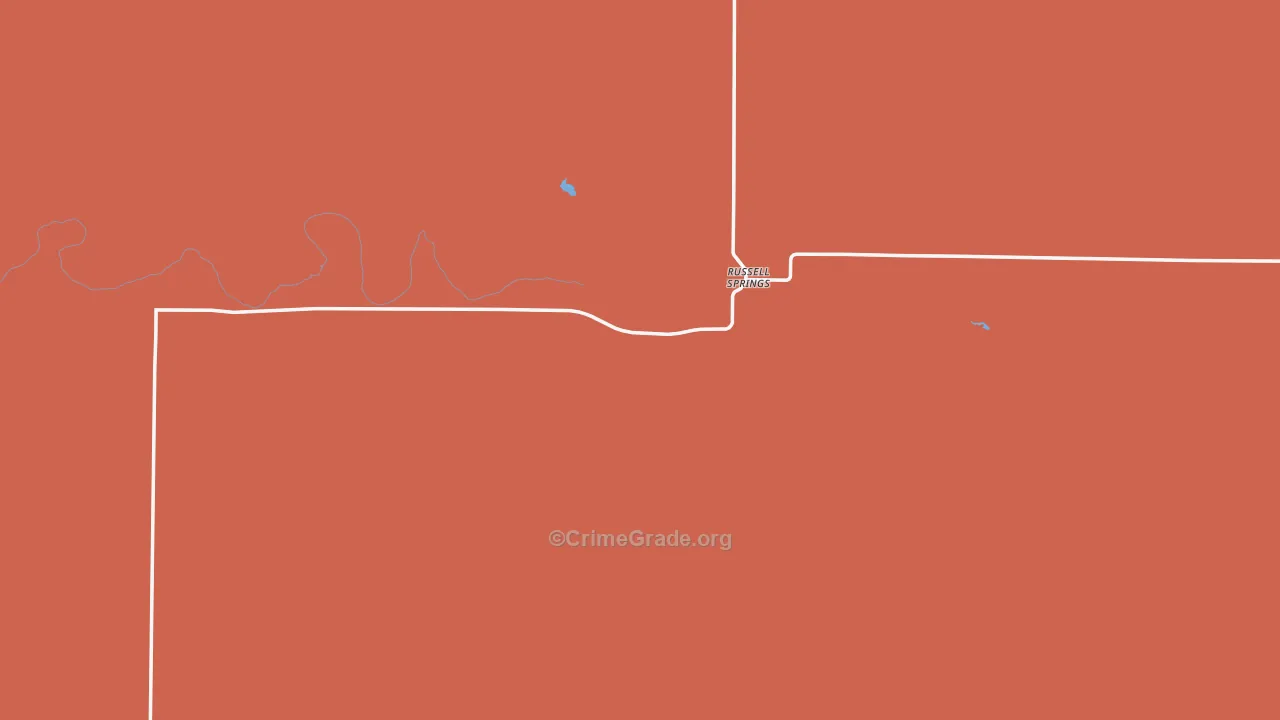 Russell Springs, KS Map of Burglary Rates