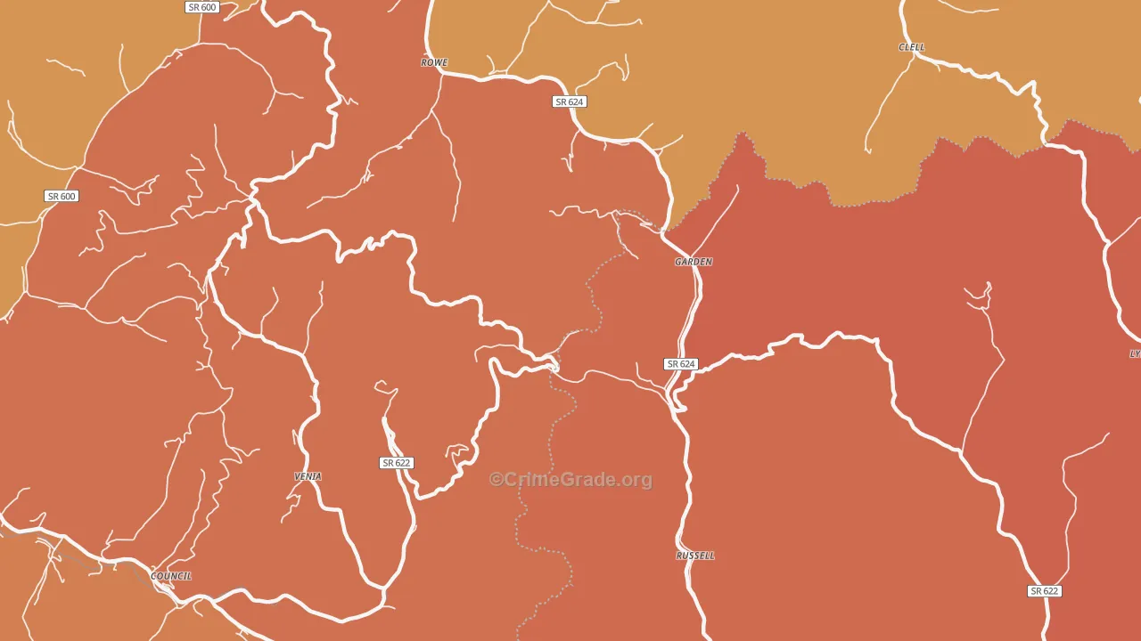 Russell, VA Map of Burglary Rates