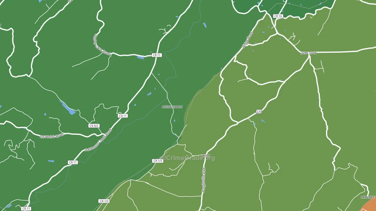 Russelldale, WV Map of Burglary Rates