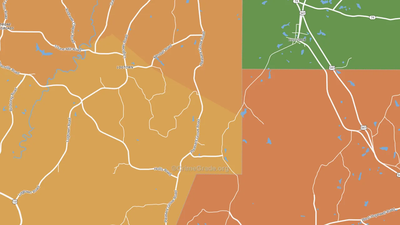 Russellville, GA Map of Burglary Rates