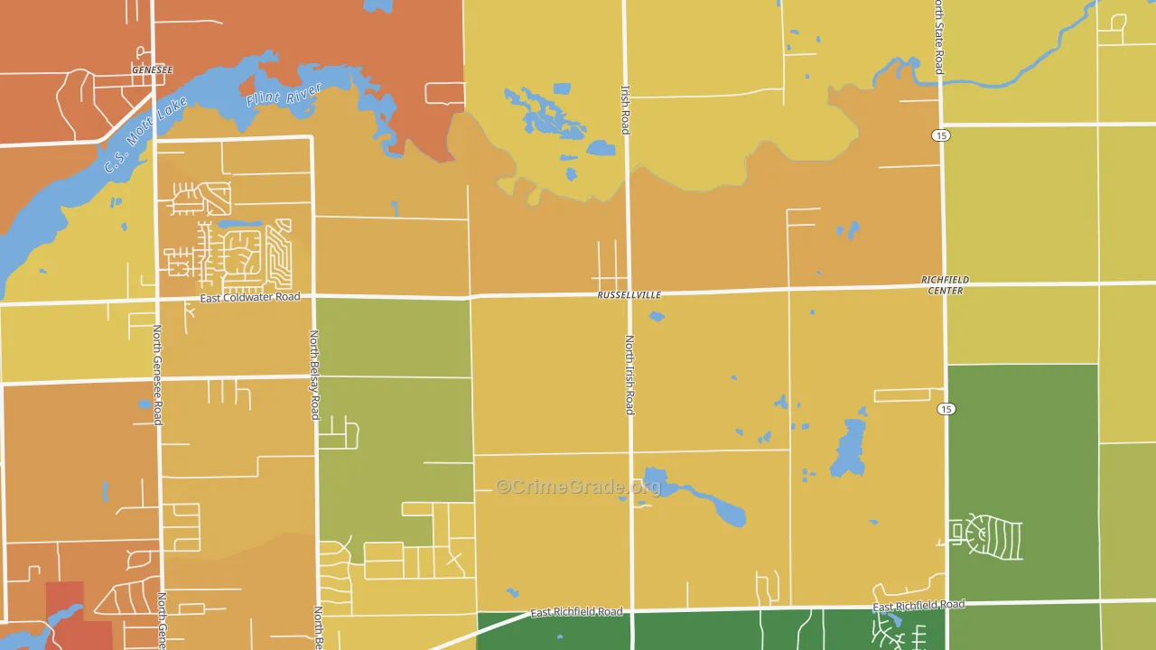 Russellville, MI Map of Burglary Rates