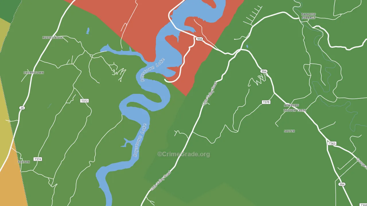 Russellville, PA Map of Burglary Rates