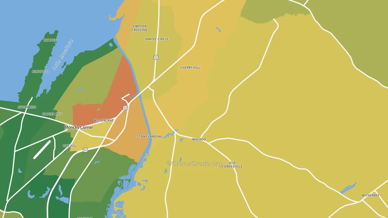 Russellville, SC Map of Burglary Rates