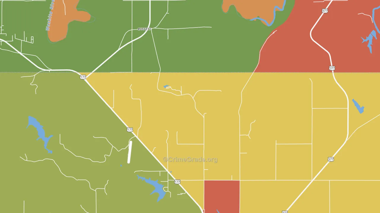 Russett, OK Map of Burglary Rates