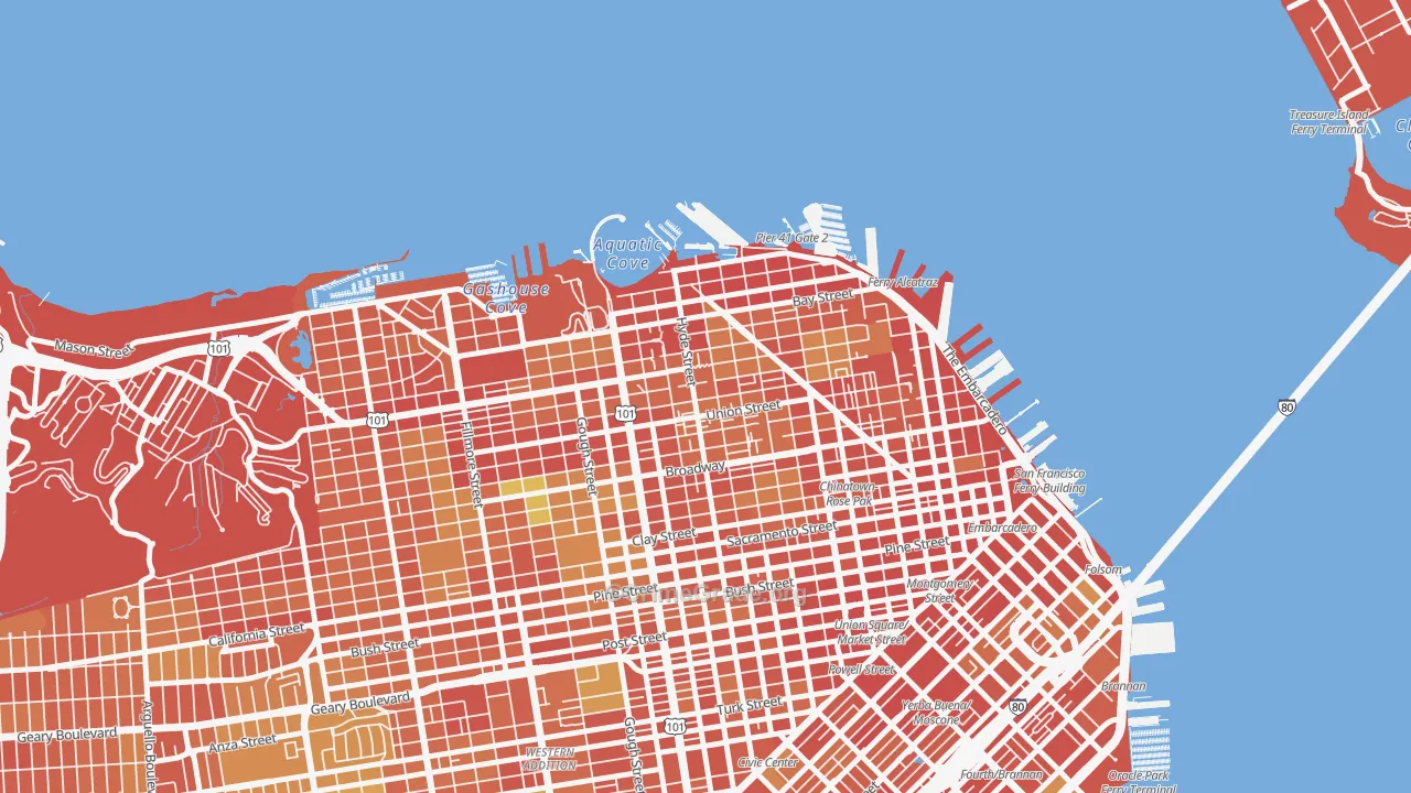 Russian Hill, San Francisco, CA Map of Burglary Rates