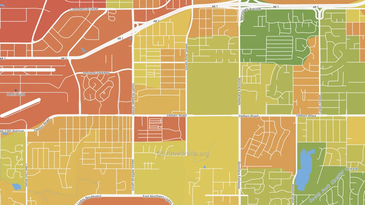 Russian Jack Park, Anchorage, AK Map of Burglary Rates