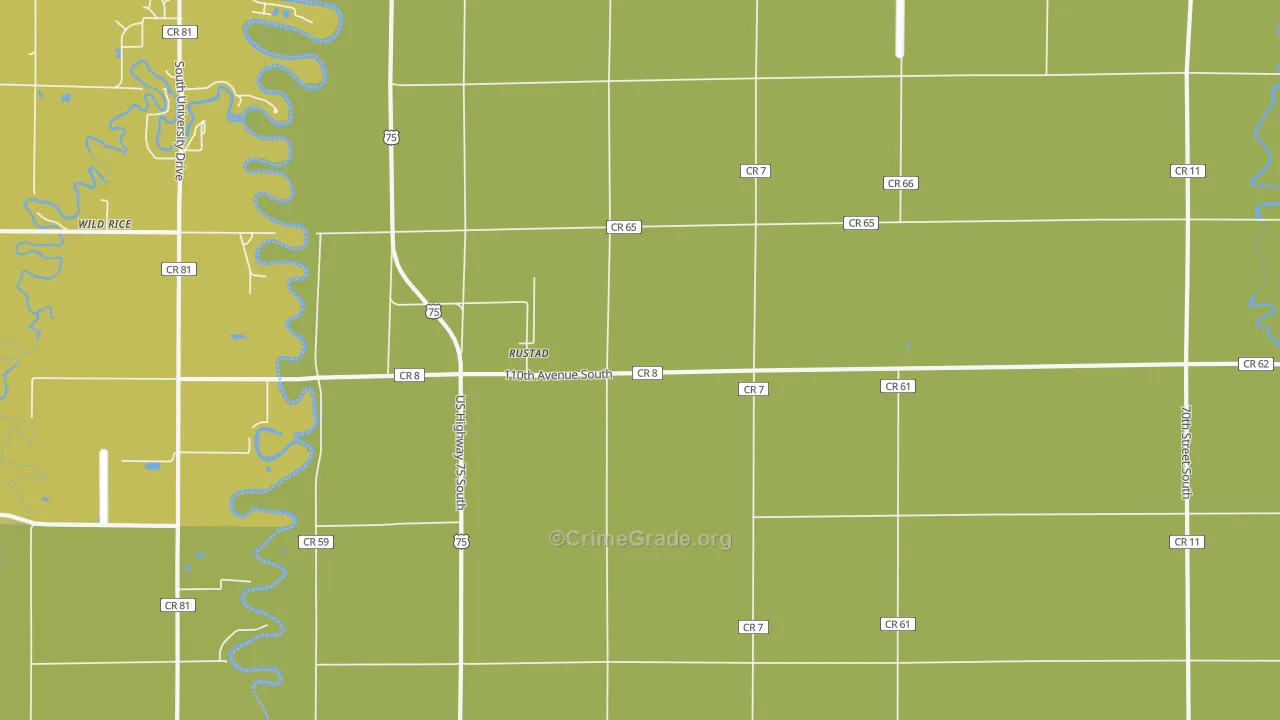 Rustad, MN Map of Burglary Rates