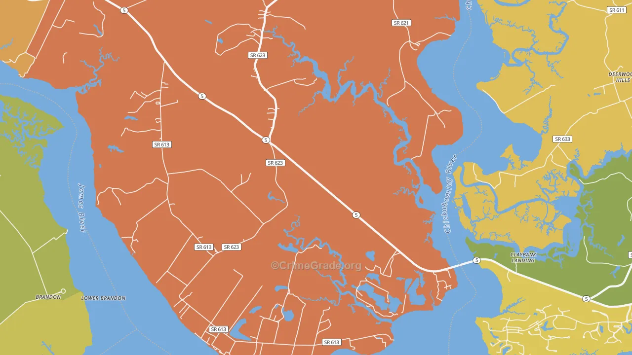 Rustic, VA Map of Burglary Rates