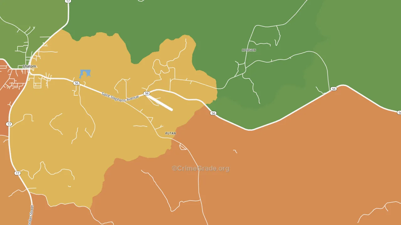 Rutan, AL Map of Burglary Rates