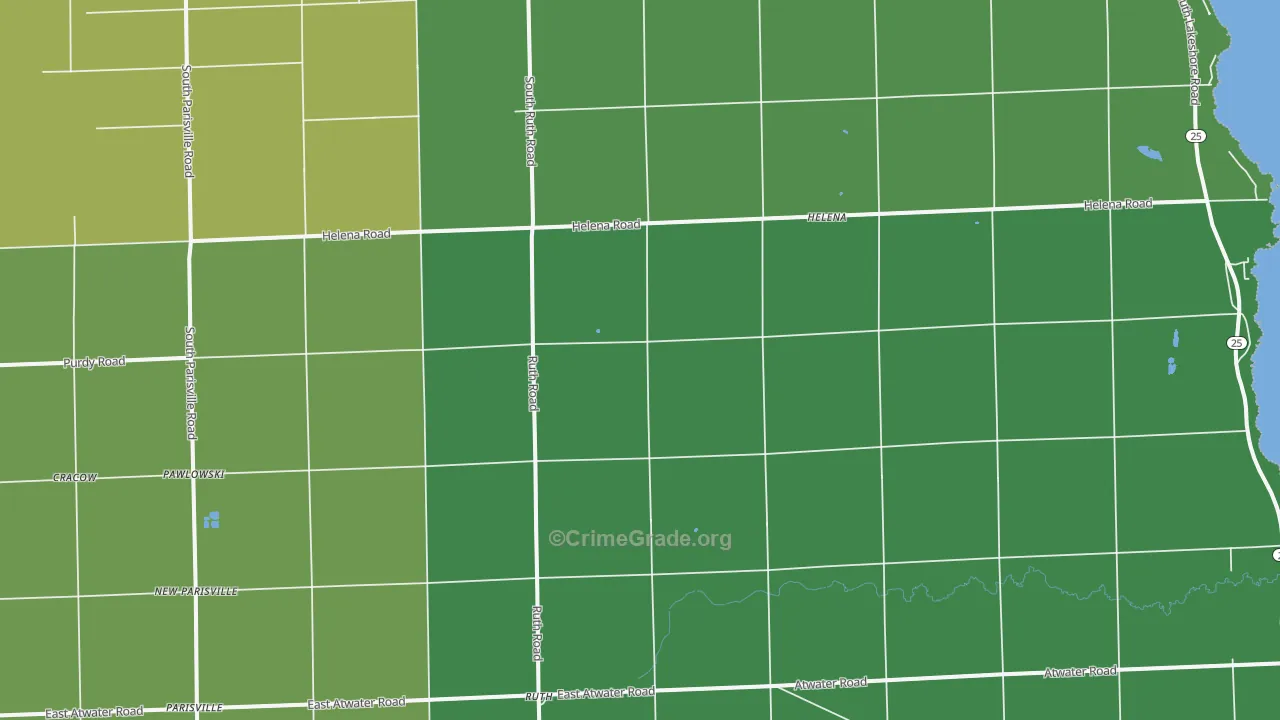 Ruth, MI Map of Burglary Rates