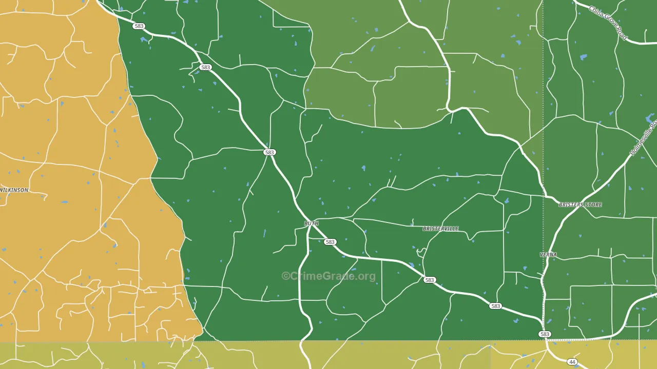 Ruth, MS Map of Burglary Rates