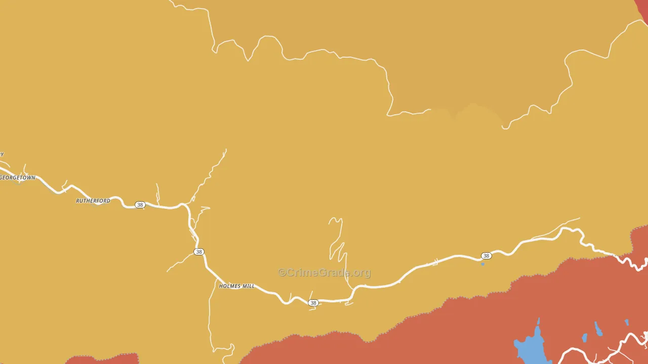 Rutherford, KY Map of Burglary Rates