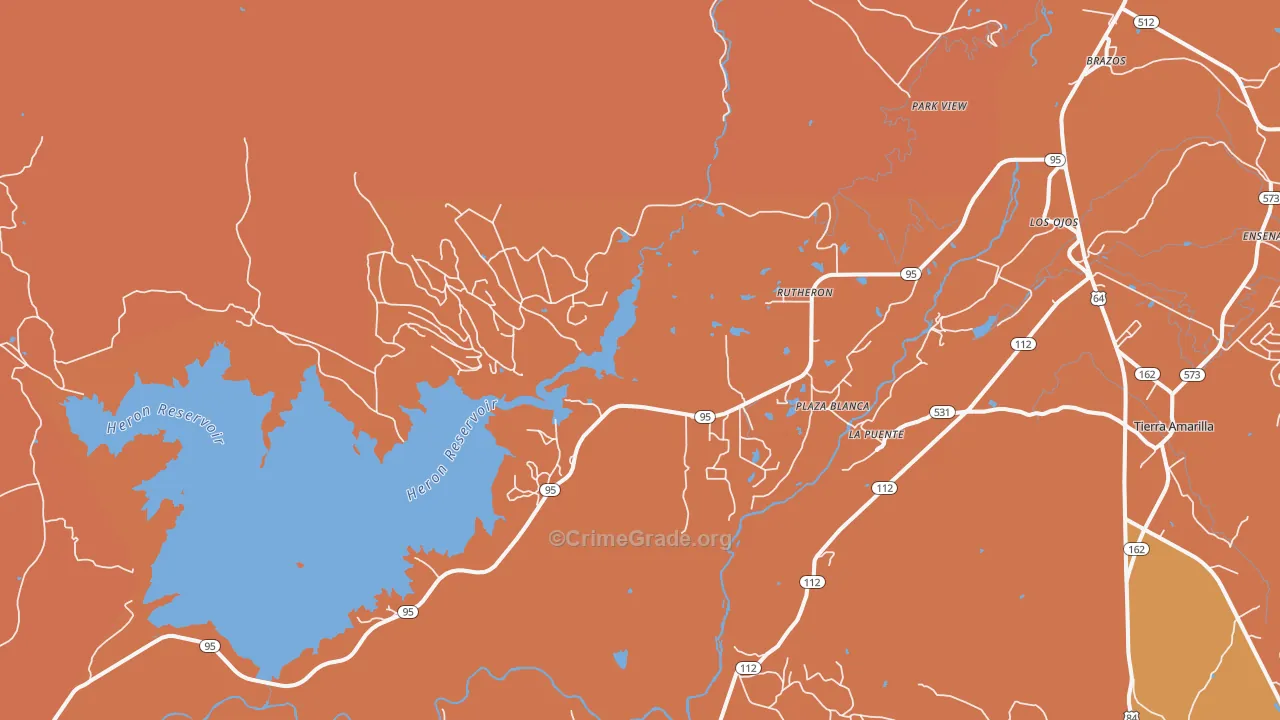 Rutheron, NM Map of Burglary Rates