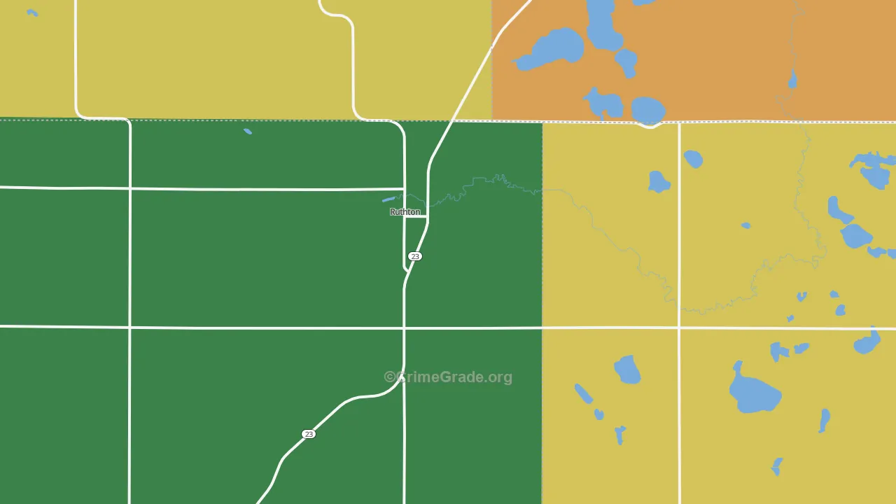 Ruthton, MN Map of Burglary Rates