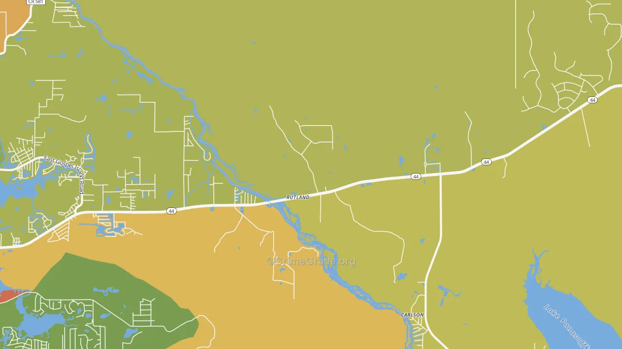 Rutland, FL Map of Burglary Rates