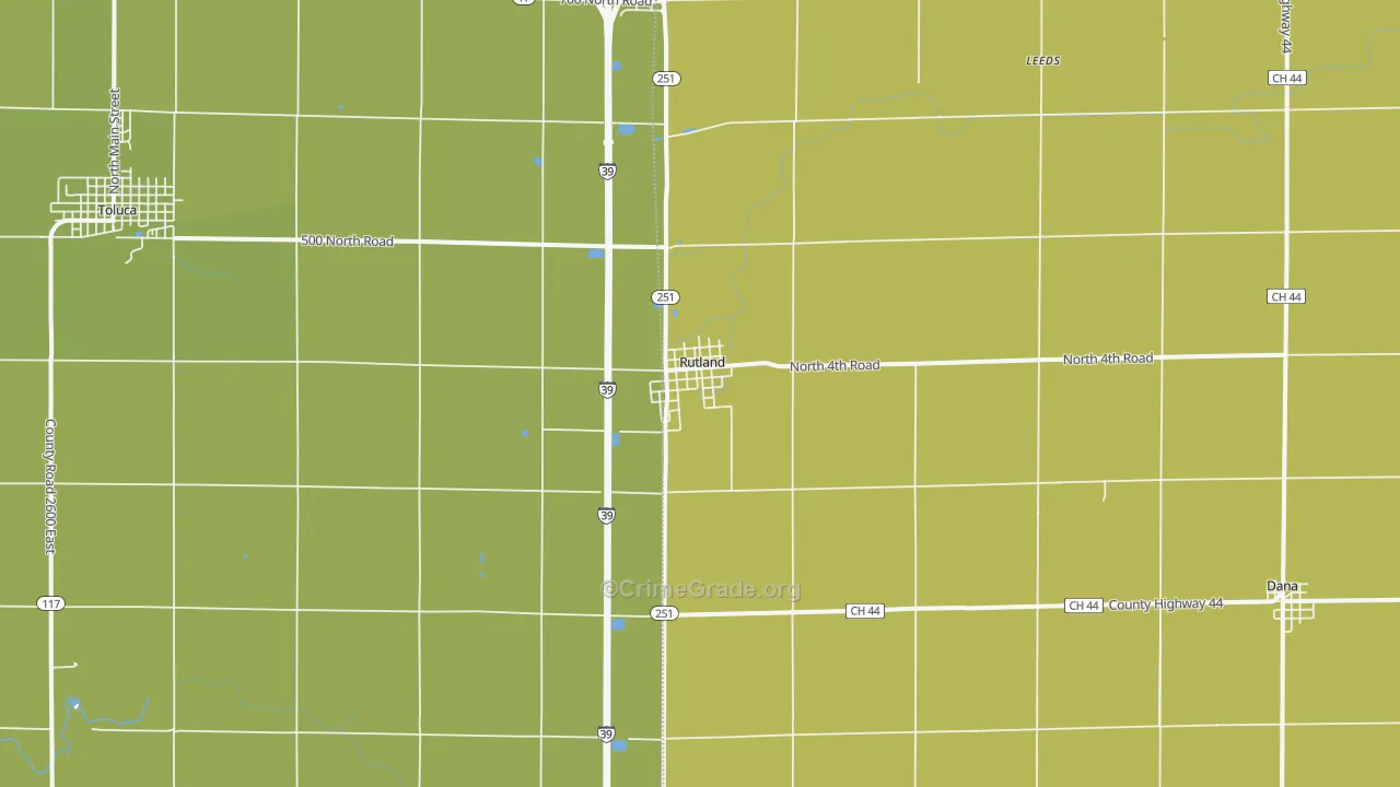 Rutland, IL Map of Burglary Rates