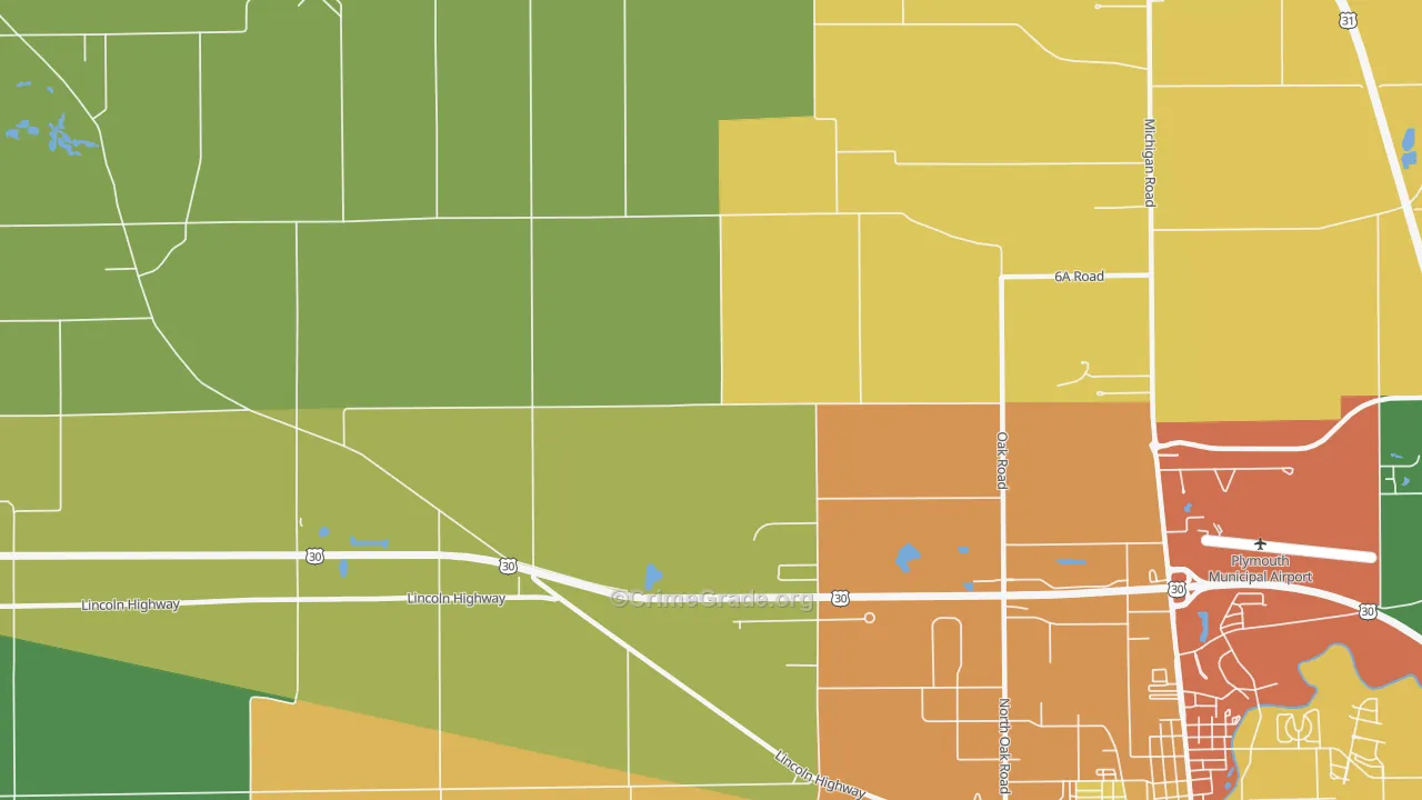 Rutland, IN Map of Burglary Rates