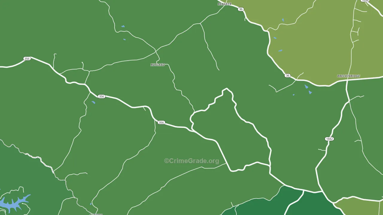 Rutland, KY Map of Burglary Rates