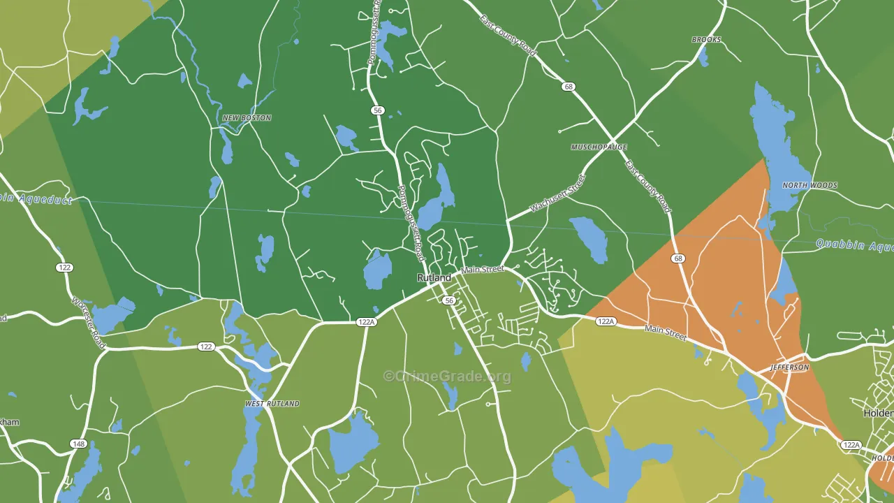 Rutland, MA Map of Burglary Rates
