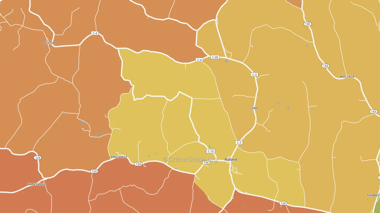 Rutland, OH Map of Burglary Rates