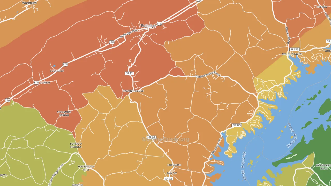 Rutledge, TN Map of Burglary Rates