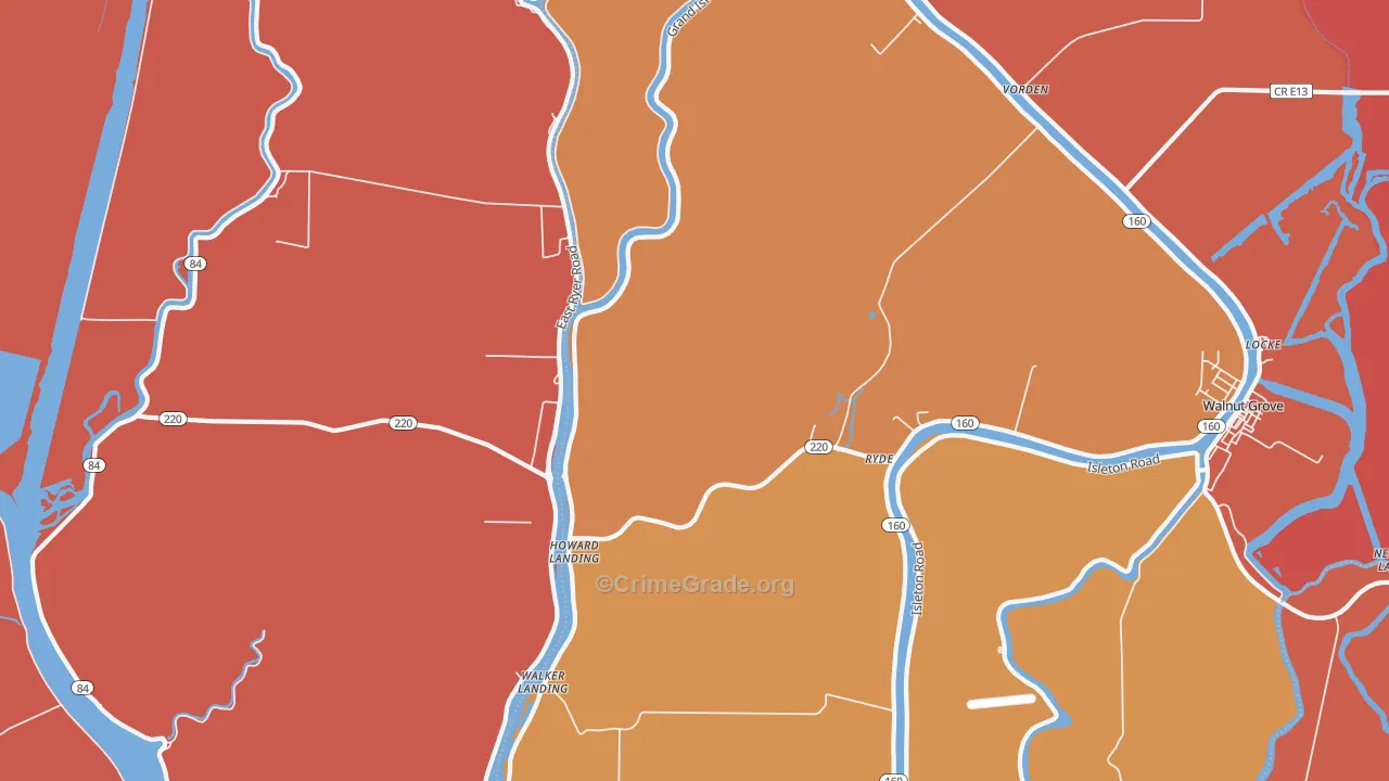 Ryde, CA Map of Burglary Rates