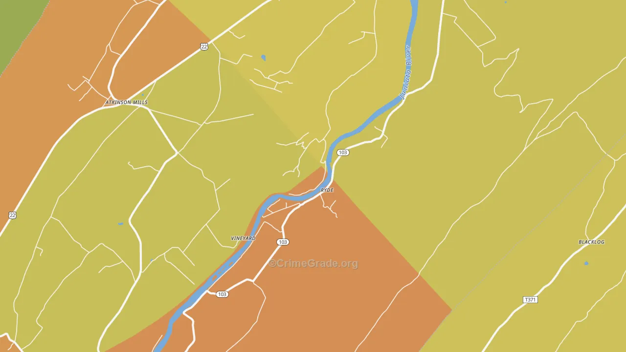 Ryde, PA Map of Burglary Rates