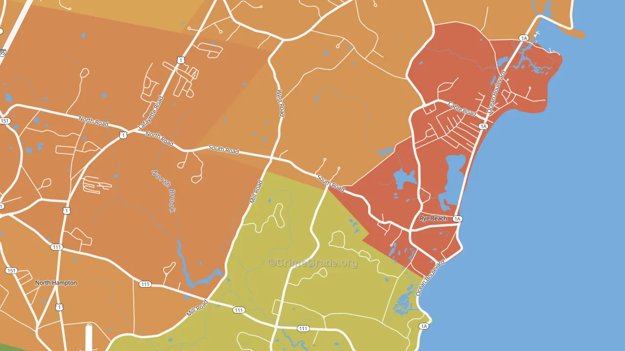 Rye Beach, NH Map of Burglary Rates