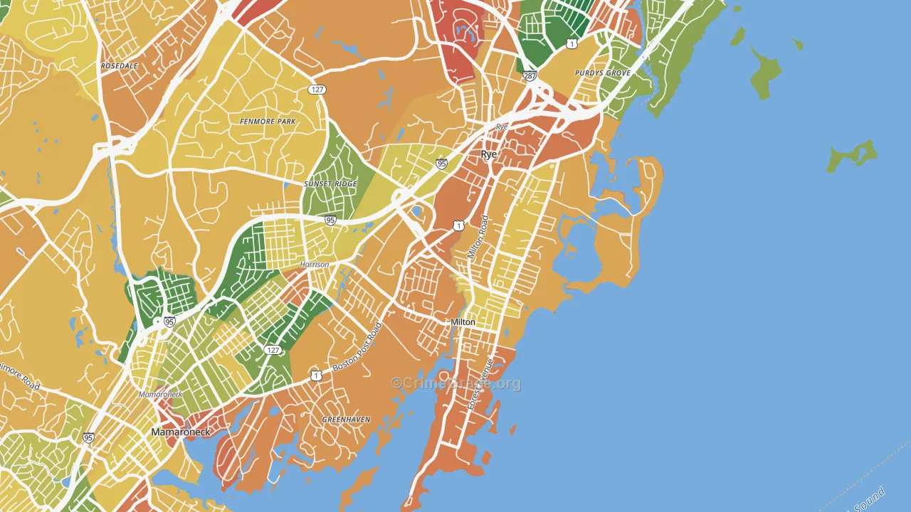 Rye, NY Map of Burglary Rates