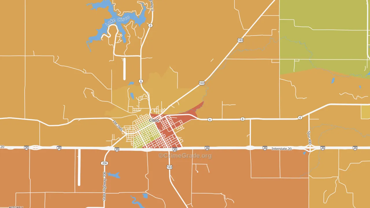 Sabanno, TX Map of Burglary Rates
