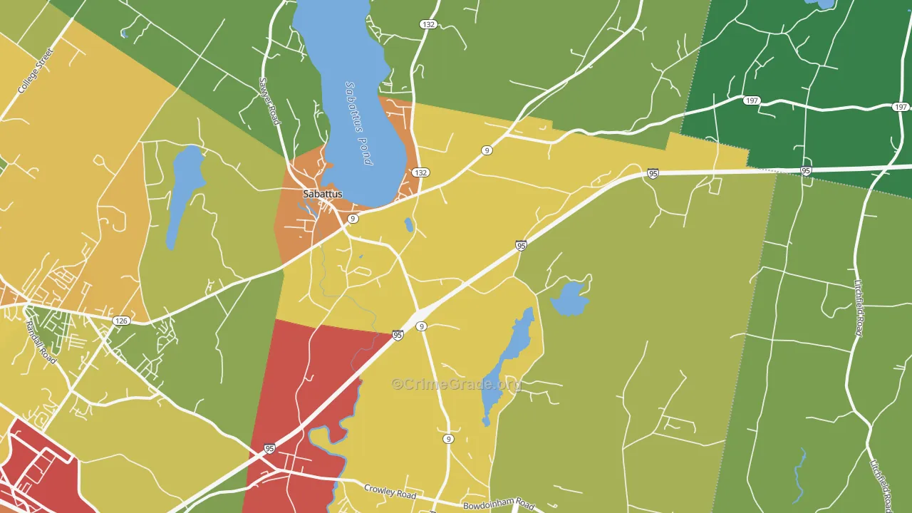 Sabattus, ME Map of Burglary Rates
