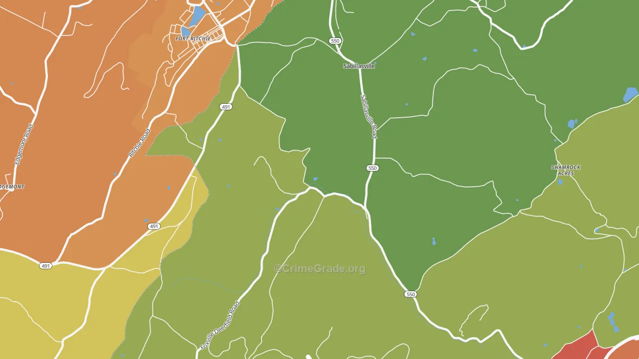 Sabillasville, MD Map of Burglary Rates