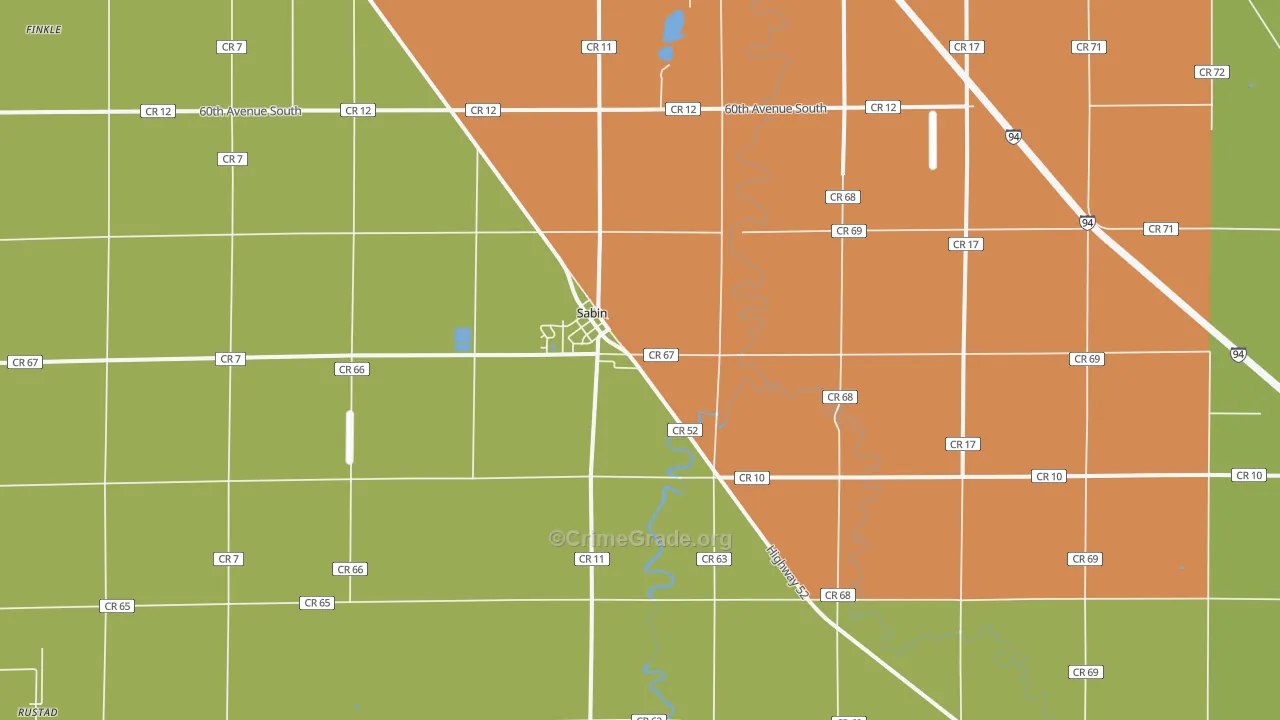 Sabin, MN Map of Burglary Rates
