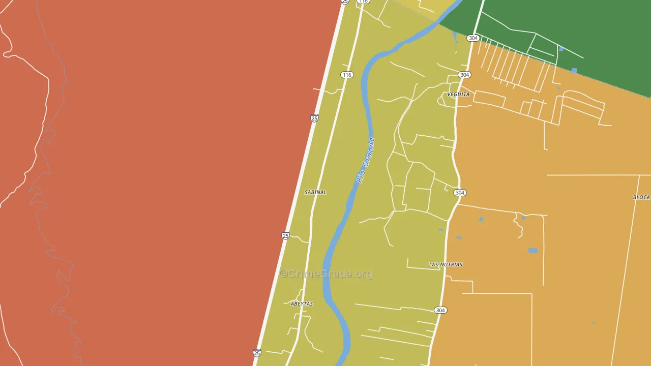 Sabinal, NM Map of Burglary Rates