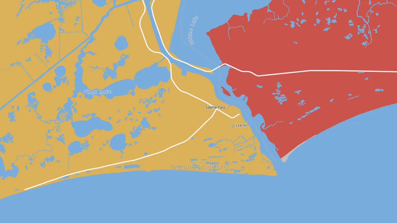Sabine Pass, TX Map of Burglary Rates