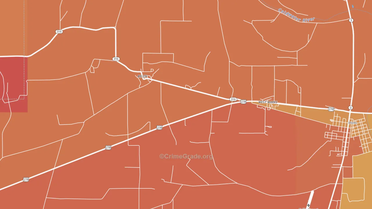 Sabino, MS Map of Burglary Rates