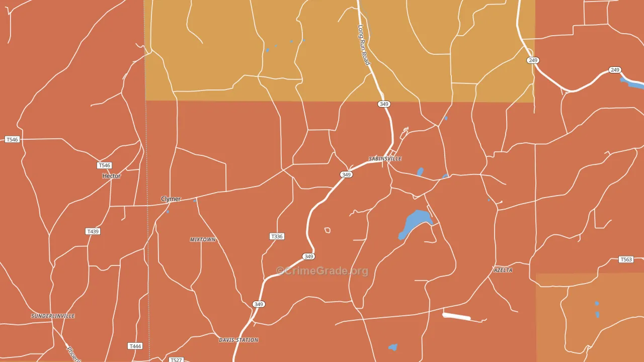 Sabinsville, PA Map of Burglary Rates
