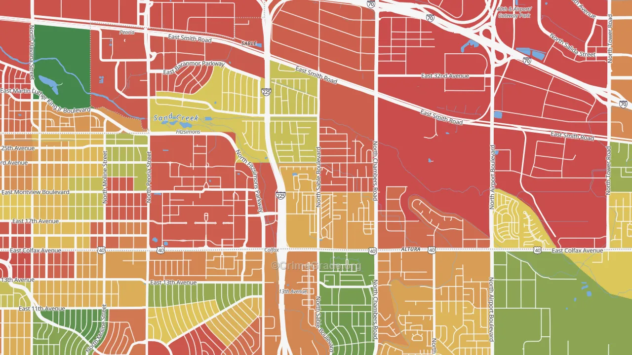 Sable Altura Chambers, Aurora, CO Map of Burglary Rates