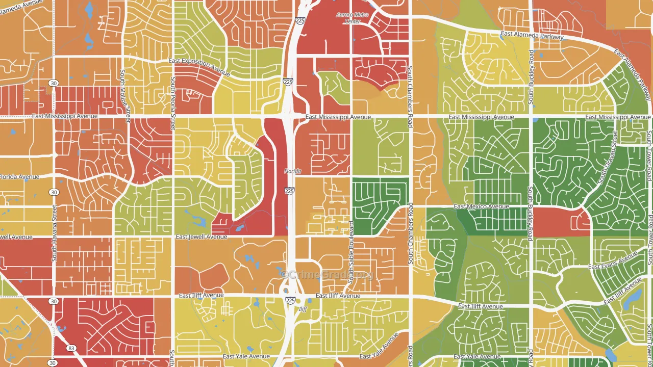 Sableridge, Aurora, CO Map of Burglary Rates
