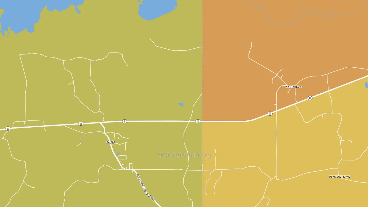 Sabougla, MS Map of Burglary Rates