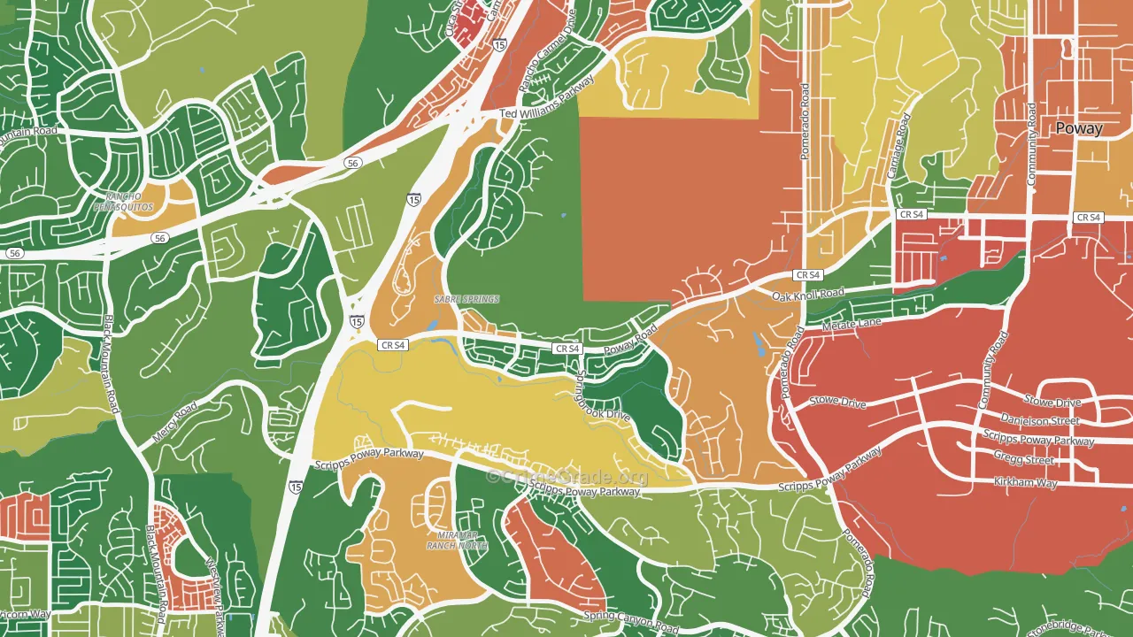 Sabre Springs, San Diego, CA Map of Burglary Rates