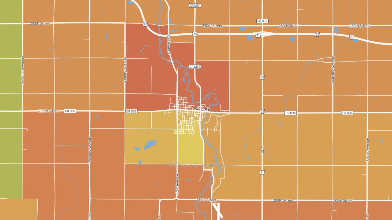 Sac City, IA Map of Burglary Rates