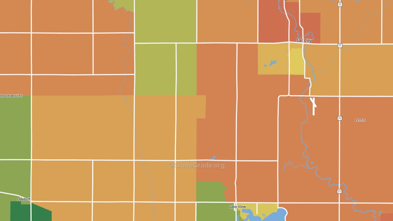 Sac County, IA Map of Burglary Rates