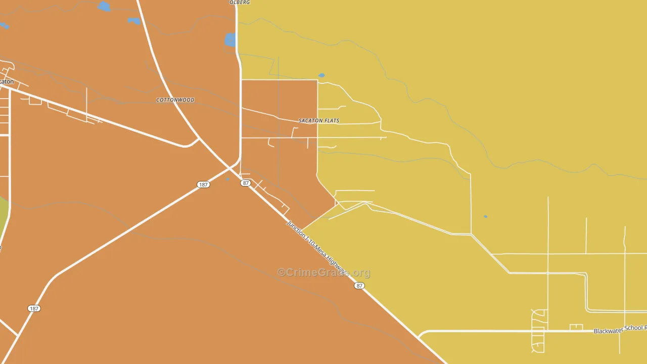 Sacaton Flats, AZ Map of Burglary Rates