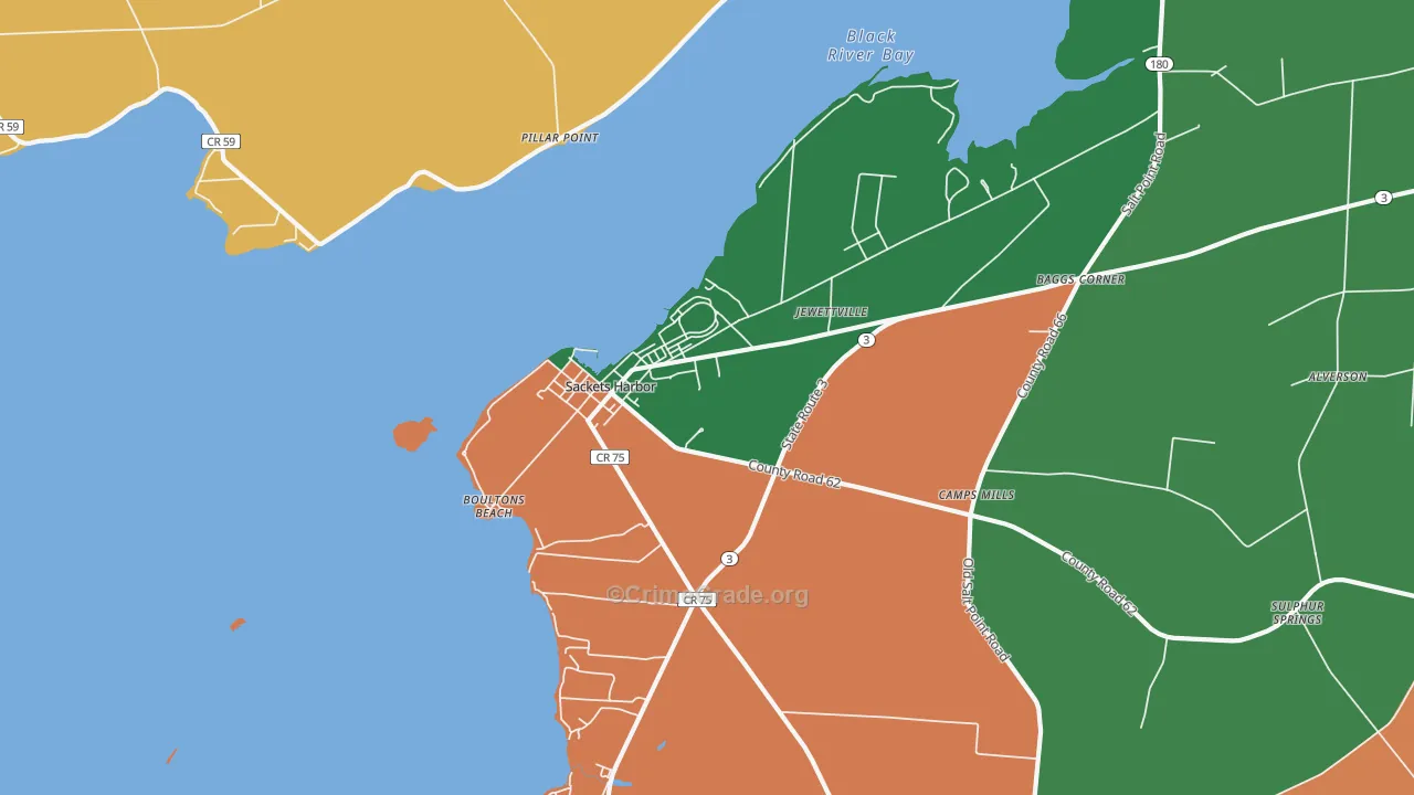 Sackets Harbor, NY Map of Burglary Rates
