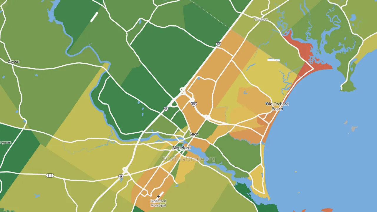 Saco, ME Map of Burglary Rates
